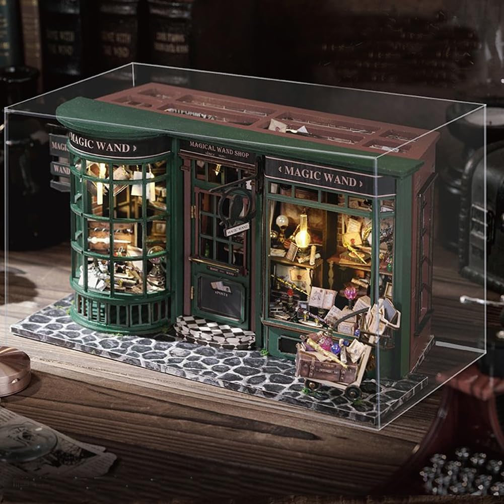 Magic Shop domeček pro panenky s protiprachovým krytem DIY miniaturní sada nábytku pro panenky v měřítku 1:24 kreativní dárek pro děti, dospívající, narozeninový dárek