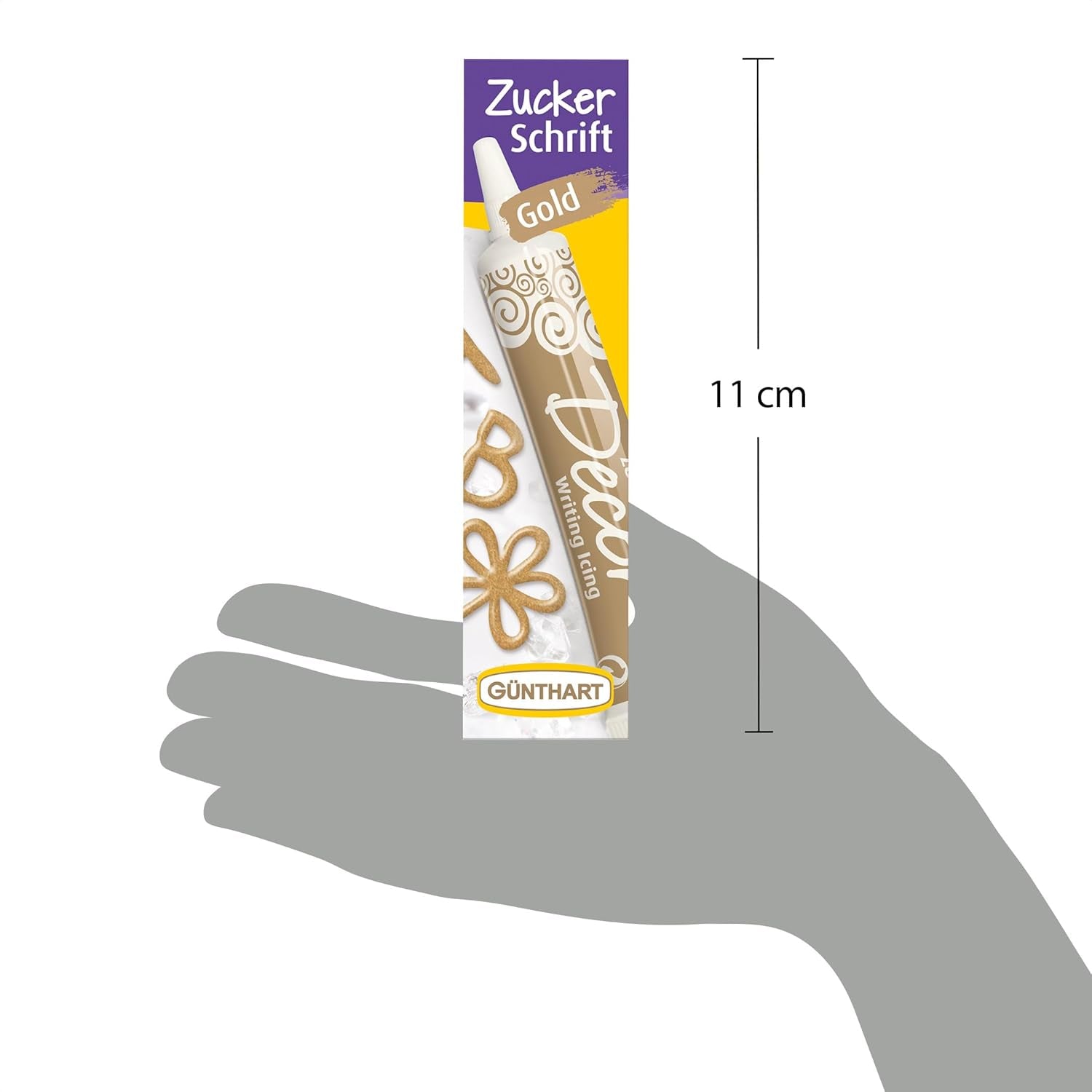 Günthart Backdecor 25 g Cukr s písmeny ZLATÝ Pro všechny dezerty ve zlaté barvě Vyrobeno z cukru pro krásná písmena a vzory, 1 balení (25 g)