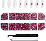 Beadsland 2500 ks Glas Nailart Strasssteine ​​​​Kristall Flatback Edelsteine ​​Runde, ​​Für Handwerk Gemischt 8 Größen SS4 ~ SS30 Mit Picking Pinzette Und Stift (Kristall Weiss)