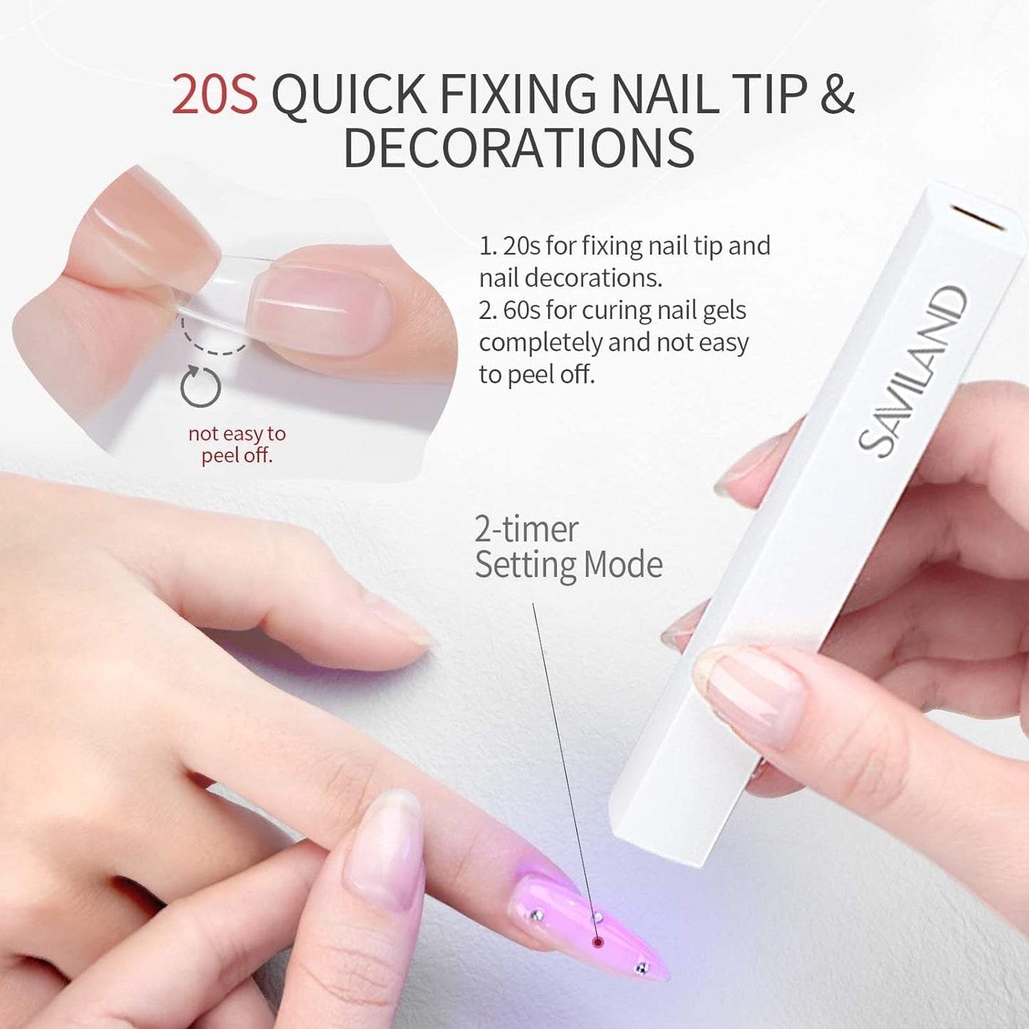 Saviland U V Lampe Für Gelnägel: Mini U V Lampe Für NägelSchützen Sie Die Haut Wiederaufladbar Klein LED Nagellack Trocknergerät Für Nagellack Aufbaugel Tipy na nehty Nagelkleber Geschenke Für Frauen