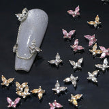 Mini Butterfly Zirkonové řetízky na klíče na nehty Y2K Bílá šampaňská Růžová drahokamu Crystal Butterfly Key Chains Nehty 3D Butterfly Design nehtů Klíčenky Butterfly Nails Dekorace Nail Art Klíčenky Nehtové doplňky