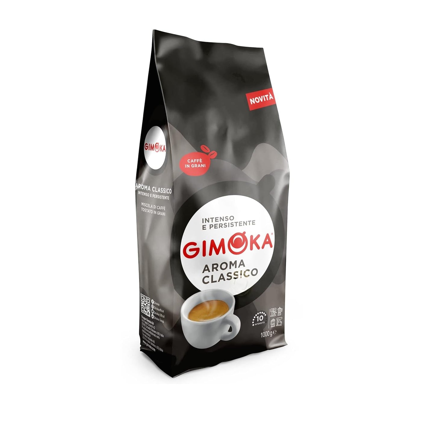 Gimoka – Kaffeebohnen – 1 kg – Klasická směs – Intensität 10 – vyrobeno v Itálii – 1 kg Balení