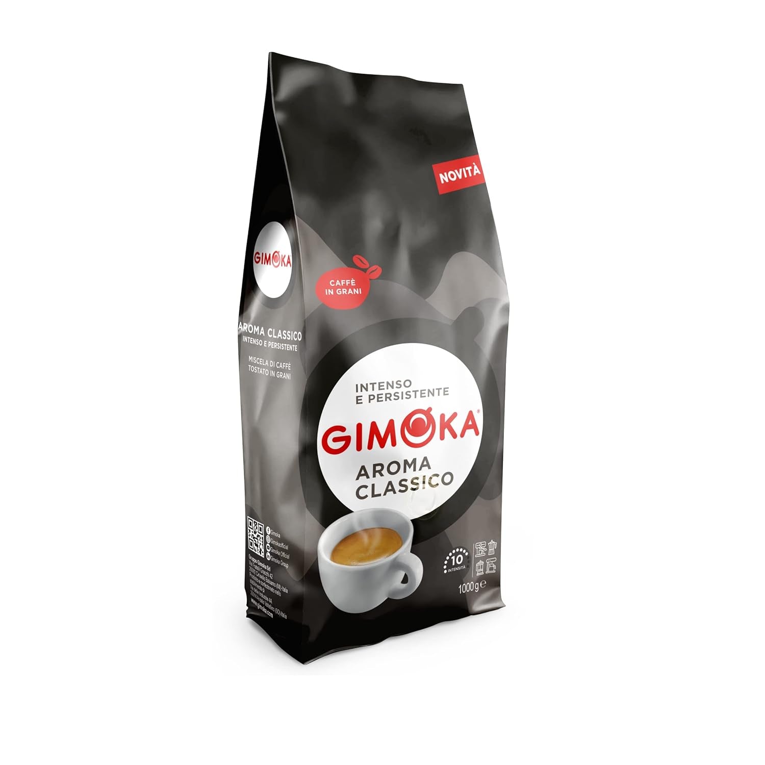 Gimoka – Kaffeebohnen – 1 kg – Klasická směs – Intensität 10 – vyrobeno v Itálii – 1 kg Balení