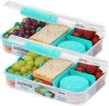 Systém obědových boxů Bento Box TO GO s přihrádkami | Box na oběd 1,25 l s nádobou na jogurt/ovoce | pro děti i dospělé l | Minty Teal bez BPA [21685-8T], mátově zelená Krabice na skladování potravin Naty Shop Minty Teal 2 X 1,48 LITRU