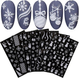 JMEOWIO Nálepka na nehty Weihnachten Gold Glitter Silber 8 Blatt Nálepka na nehty Selbtklebend Nagelaufkleber Schneeflocke Winterurlaub Dekoration Nageldesign Zubehör