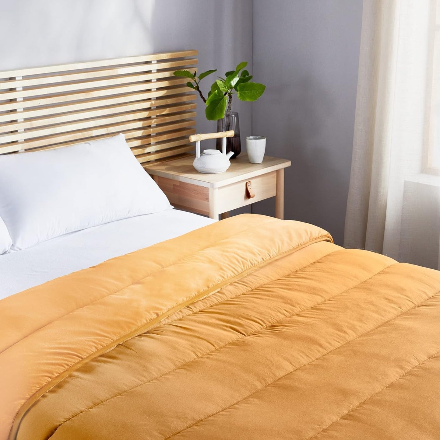 Pikolin Home - Oboustranná přikrývka 300 G - bicolor Nordic výplň - do postele 100/105 - pohodlná, teplá, prodyšná, zelená, 180 X 220 cm Přikrývky a přikrývky Naty Shop