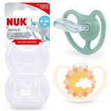 NUK Space dětský dudlík 6-18 měsíců, extra velké otvory pro citlivou pokožku, silikon bez BPA, vzor Zebra, 2 balení