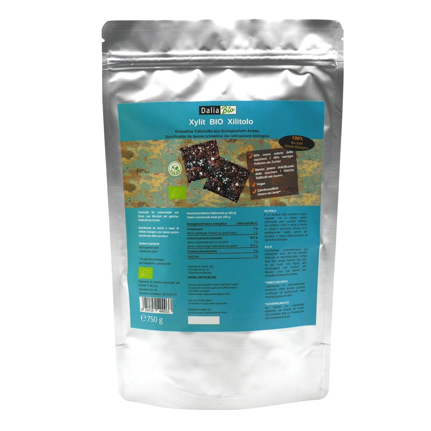 Bio Xylitol Bio | Aus Biologischer Landwirtschaft | 40% nižší obsah kalorií Zahnfreundlich | Ideal Zum Kochen Und Backen, 750 G sladidla Naty Shop Výchozí název