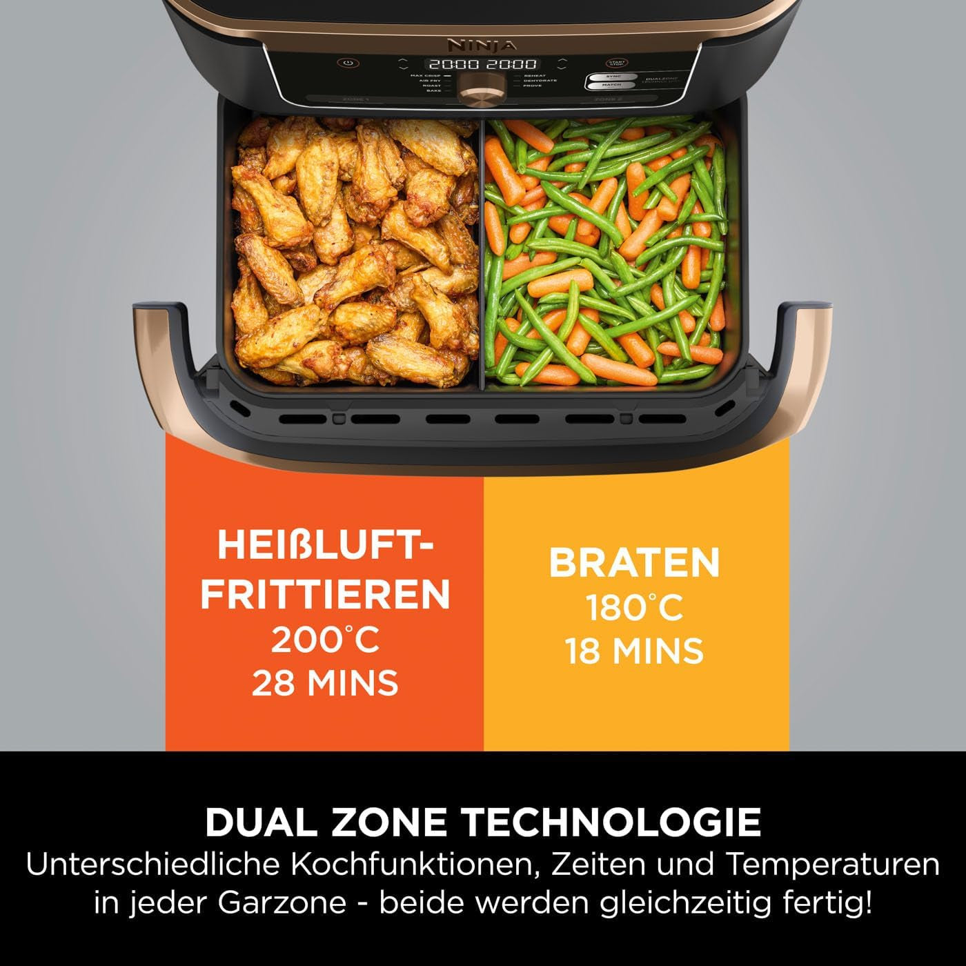 Dvouzónová vzduchová fritéza Ninja Foodi Flexdrawer, AF500EUCP Appliances Naty Shop