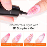 Makartt 3D Nail Art Gel - Kamínkový lepicí gel 15G na klíčenky na nehty, Multifunkční gel na tvarování nehtů pro vlastní úpravu nehtů, modeláž nehtů na modeláž nehtů doma (transparentní)