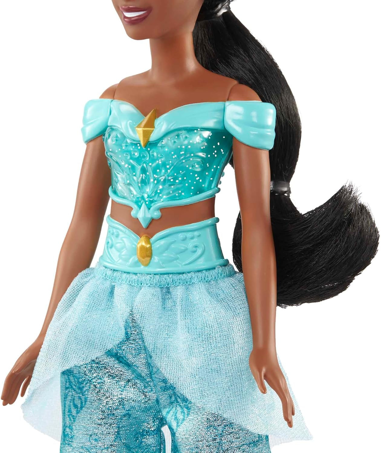 Mattel Disney Princess Toy Jasmine Fashion pohyblivá panenka se třpytivým oblečením a doplňky Dárek pro děti inspirovaný filmem Disney HLW12 Naty Shop Dolls