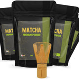 Cupplement Matcha 90 gramů bio - Nejkvalitnější práškový zelený čaj - Bez bambusové metly a drátu - Kuchařství - Sada pro začátečníky - Latte - Šlehačka - Japonsko - Prášek - Čaj - Drát - Sáček - Smoothie
