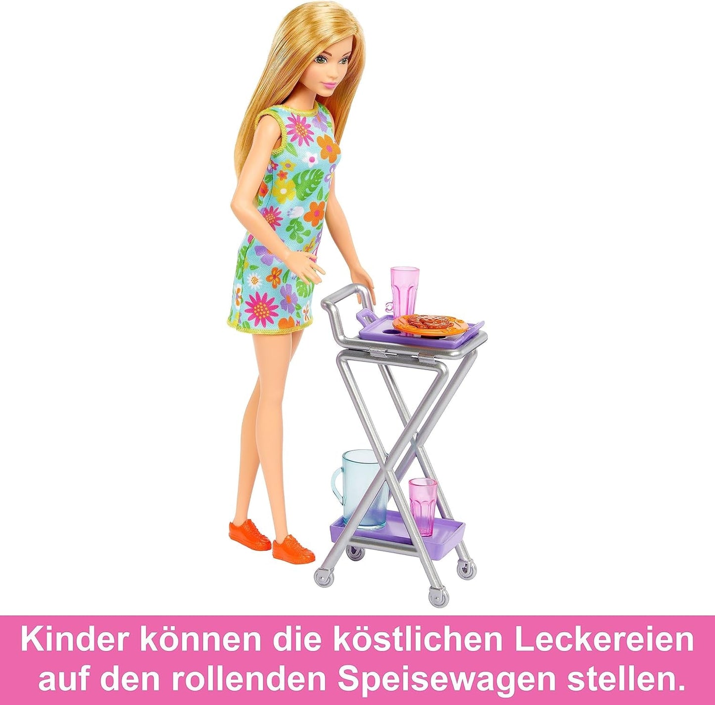 Hrací sada pro panenku Barbie se spíží s 25 a více kuchyňskými kousky a doplňky – ideální pro malé gurmány a dárek pro děti od 3 let, HJV38