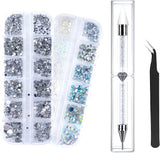 ANGNYA 4000 Stück Strasssteine ​​​​Nägel Nail Art Strasssteine ​​Dekorationen Nagelsteine ​​Für Nail Art Zubehör Und Klare Kristall Strasssteine ​​​​Handwerk Mit Pick up Pinzette Und Strass Picker Tečkovací pero…