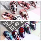 JMEOWIO Šablony na razítkování nehtů Halloween 6 Stück Nagelstempel Šablony Nail Art Dekorace Nageldesign Zubehör Böse Gruselige Kürbis-Geisterhexe