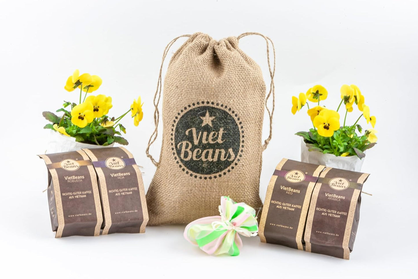 Kaffee Geschenk für Kaffeeliebhaber - Kaffeesack Juta - Vier Sorten exotischer Kaffee im Jutesack - Weihnachten Geschenkidee - Geschenk für Kaffeetrinker - Ganze Bohne
