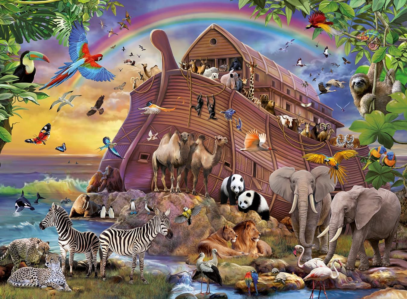 Puzzle Ravensburger pro děti - 10038 Unterwegs Mit Der Arche - Puzzle Noemova archa pro děti od 7 let, se 150 dílky ve formátu XXL Puzzle Naty Shop