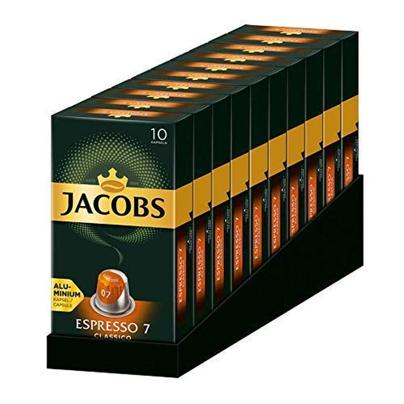 Jacobs Kaffeekapseln Espresso Classico, Intensität 7/12, 10 x 10 Getränke, kompatibilní s Nespresso* Kaffee Kapseln, 100 Kapseln