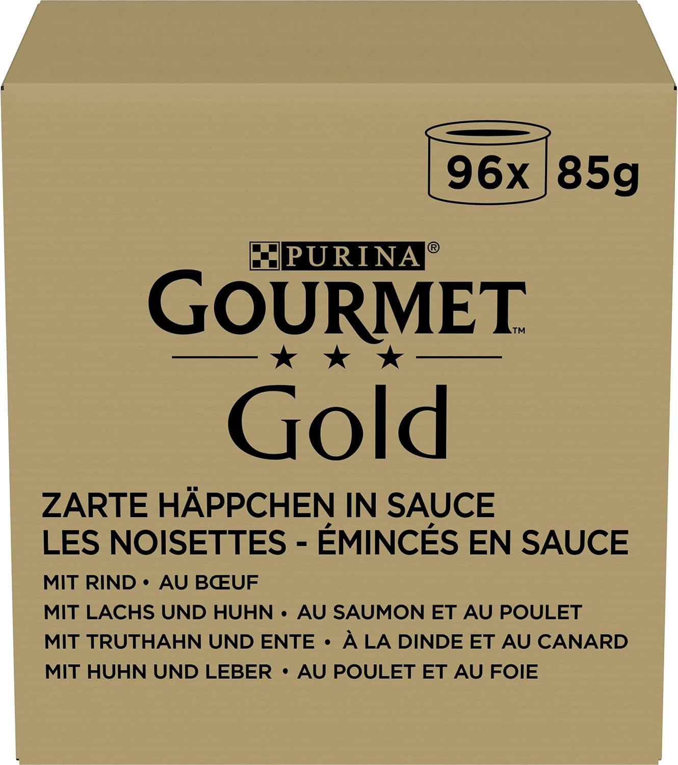 Mokré krmivo pro kočky Gourmet Gold Tender Morsels v omáčce, různé směsi, balení 96 ks (96 x 85 g)