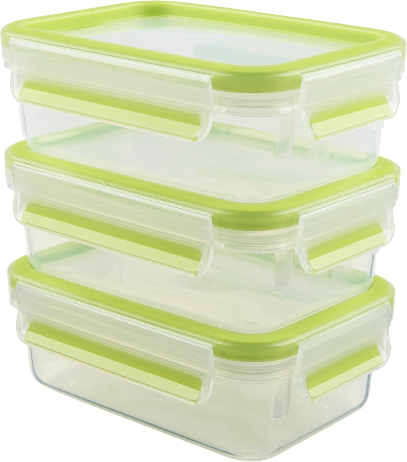 Emsa 515585 Food Clip & Close | 3dílná sada | plast | průhledná / zelená | 0,55 / 1 / 2,2 litru Dózy na potraviny Naty Shop Green 0,55 l