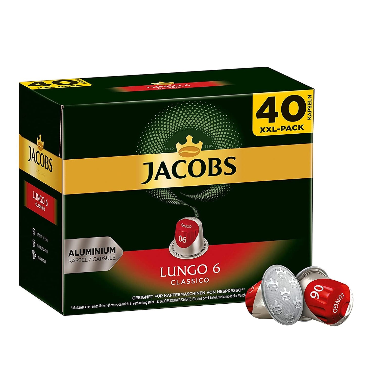 Kaffeekapseln Lungo Classico (nur für kurze Zeit) Megapack XXL & Kaffeekapseln Krönung Crema, 200 kapslí kompatibilních s Nespresso, 10er Pack, 10 x 20 Getränke, 1040 g