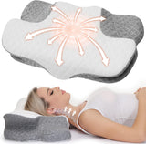 Wellsync Neck Polštář Ergonomický Polštář Paměťová pěna Polštář Ortopedický Polštář pro postranní spáče Zádový spánek Bolesti břicha Bílá Šedá Krční ortopedické polštáře Naty Shop Výchozí název