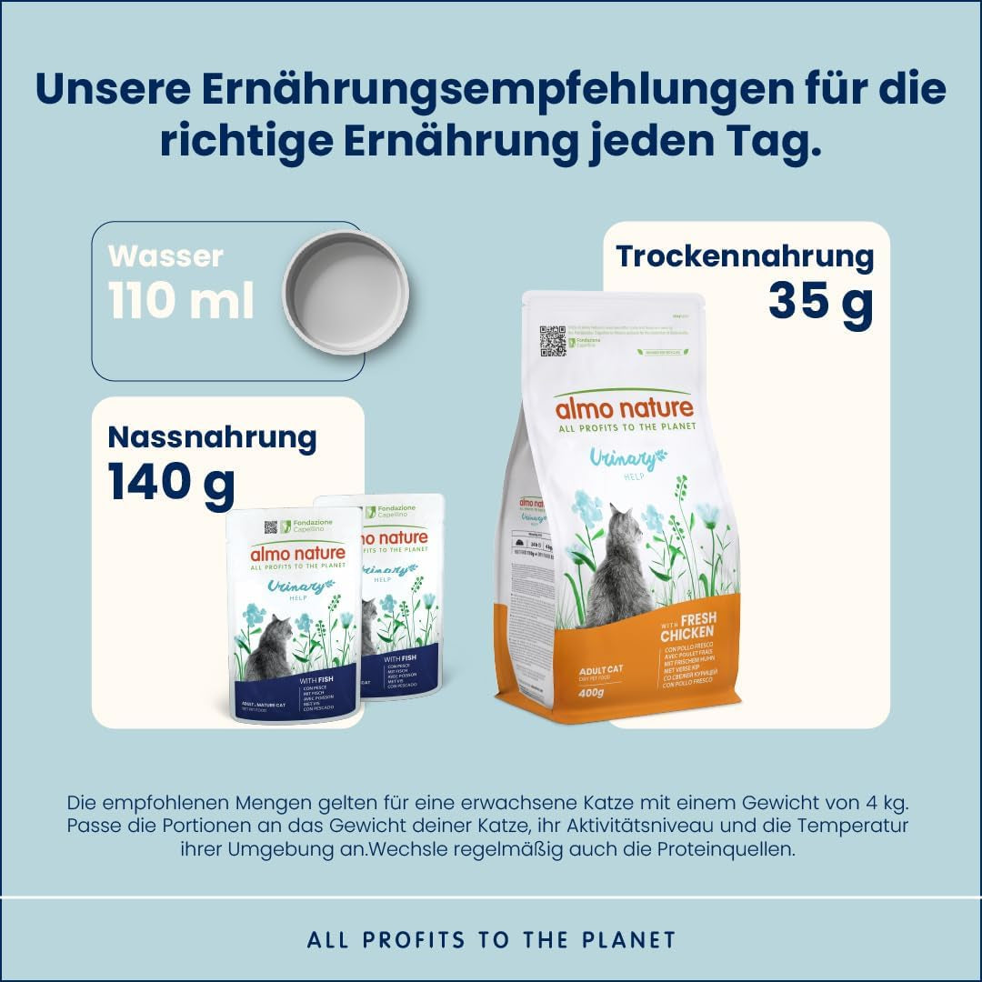 Almo Nature Functional Urinary Help - Nassfutter für ausgewachsene Katzen mit Fisch - Unterstützung für die Gesundheit der Harnwege - 30 sáčků à 70g