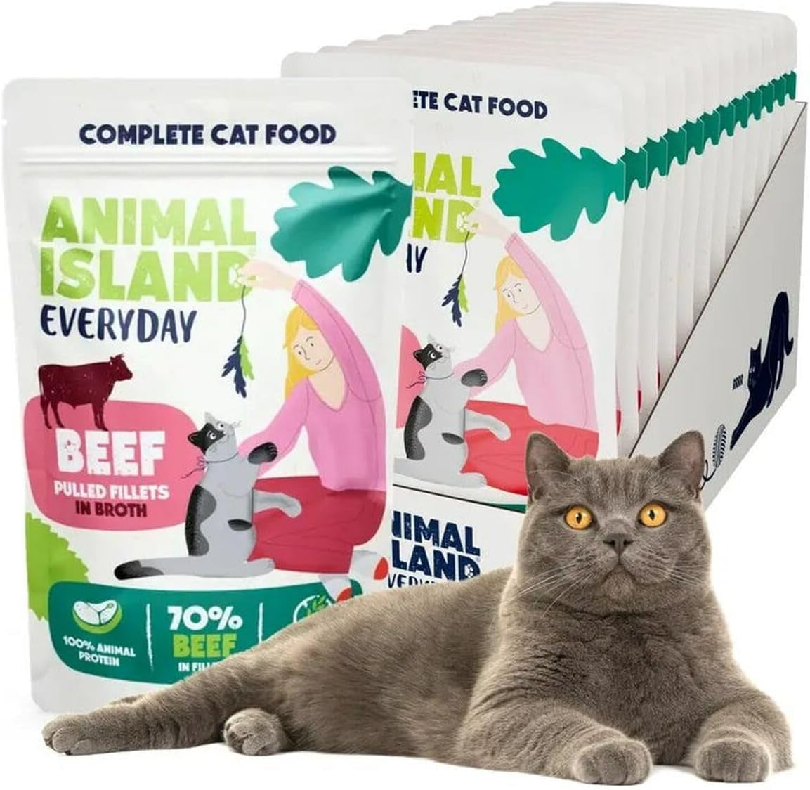 Nassfutter Katze Erwachsene Geschreddertes kůra v Brühe Hoher Fleischanteil Getreidefrei Alleinfuttermittel, 12 x 85 g