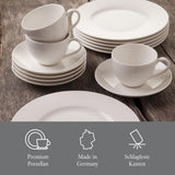 vivo - Villeroy & Boch Group - Basic White 30dílná sada nádobí, vhodné do myčky a mikrovlnné trouby, Bílá sada nádobí, Kávová sada, Keramika, Talíře, Šálky, Premium porcelán