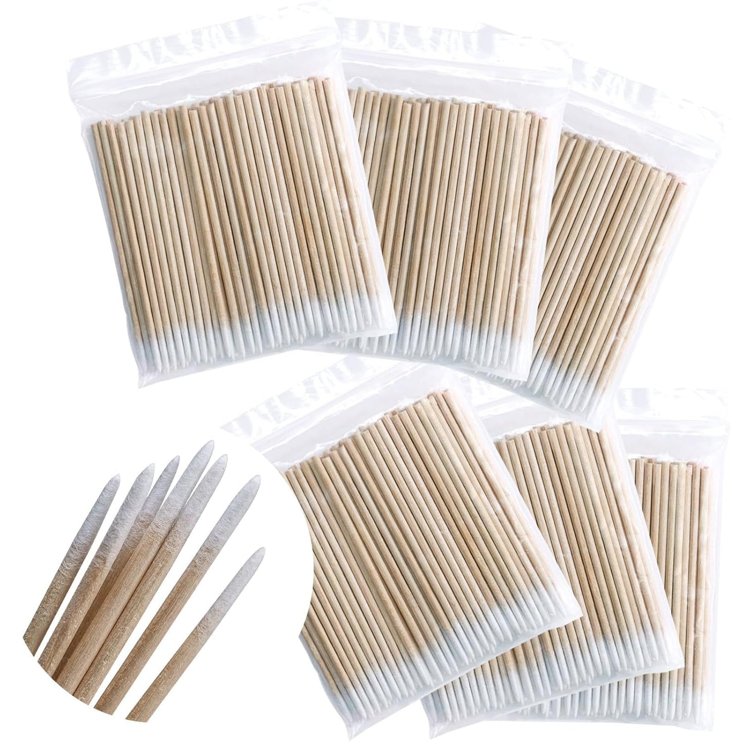 600 Stück Wattestäbchen Holz Spitz,Reinigungsstäbchen,Microbrush Stäbchen Wattestäbchen Für Tattoo,Augenbrauen,Beauty,Lippenstift,Wimpern,Make-Up,Nagel Zubehör,Augenbrauen Tattoo