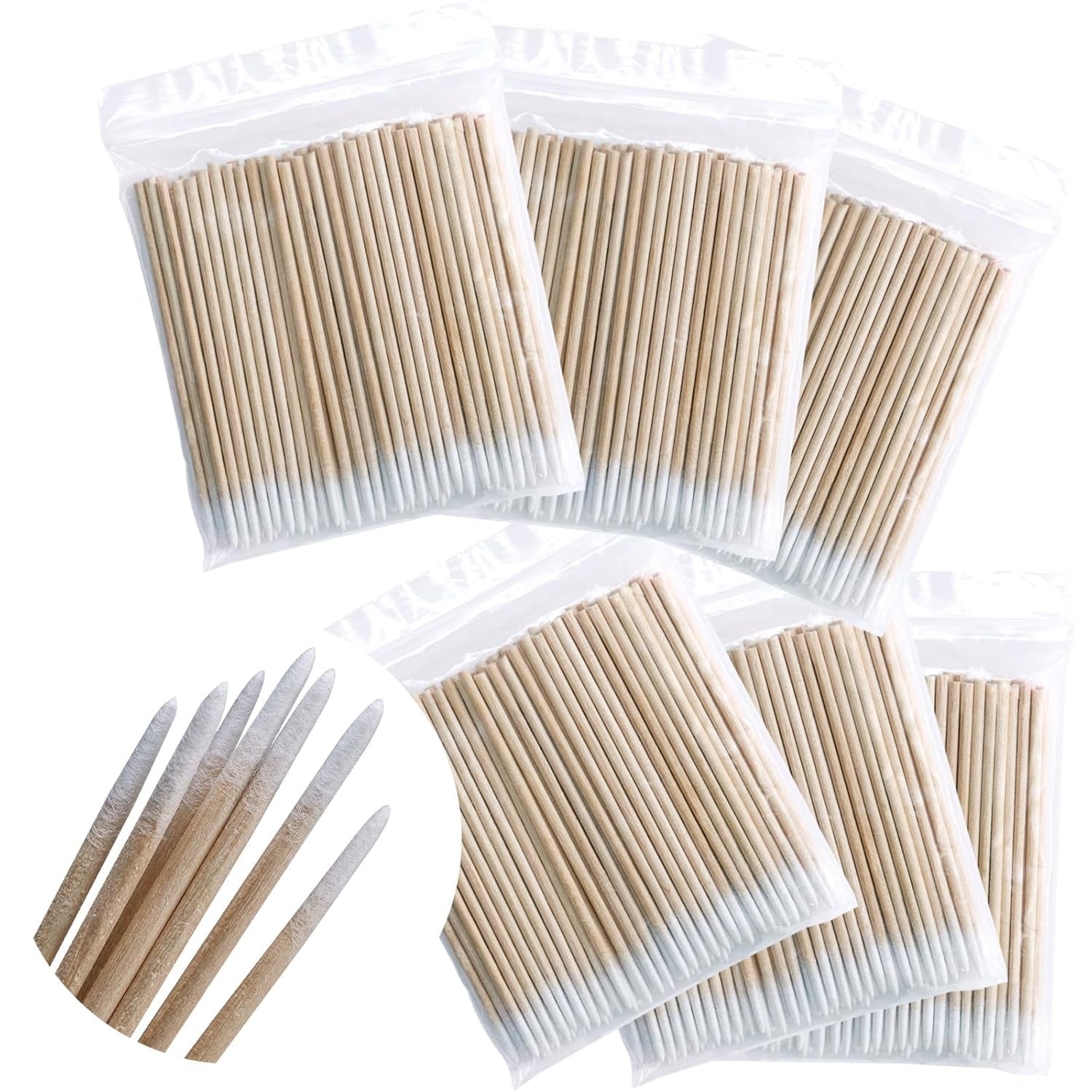 600 Stück Wattestäbchen Holz Spitz,Reinigungsstäbchen,Microbrush Stäbchen Wattestäbchen Für Tattoo,Augenbrauen,Beauty,Lippenstift,Wimpern,Make-Up,Nagel Zubehör,Augenbrauen Tattoo