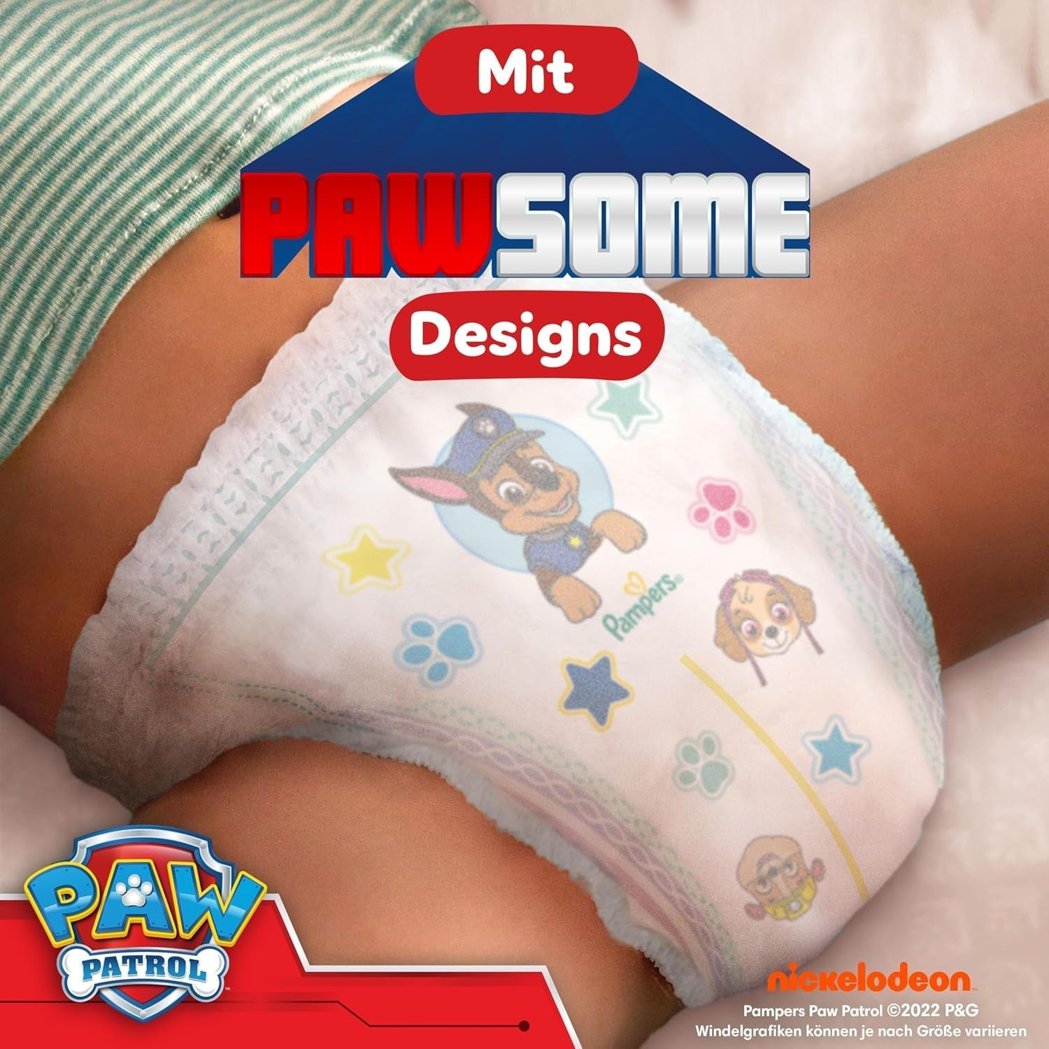 Pampers Baby Dry Pants Diaper Patrol Puppy Edition, velikost 5, plenky 160, 11 kg - 17 kg, nastavení 360° se zarážkou a ochranným systémem
