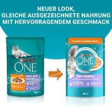 PURINA ONE Coat and Hairball Mokré krmivo pro kočky v omáčce s kuřecím masem, balení 26 ks (26 x 85 g)