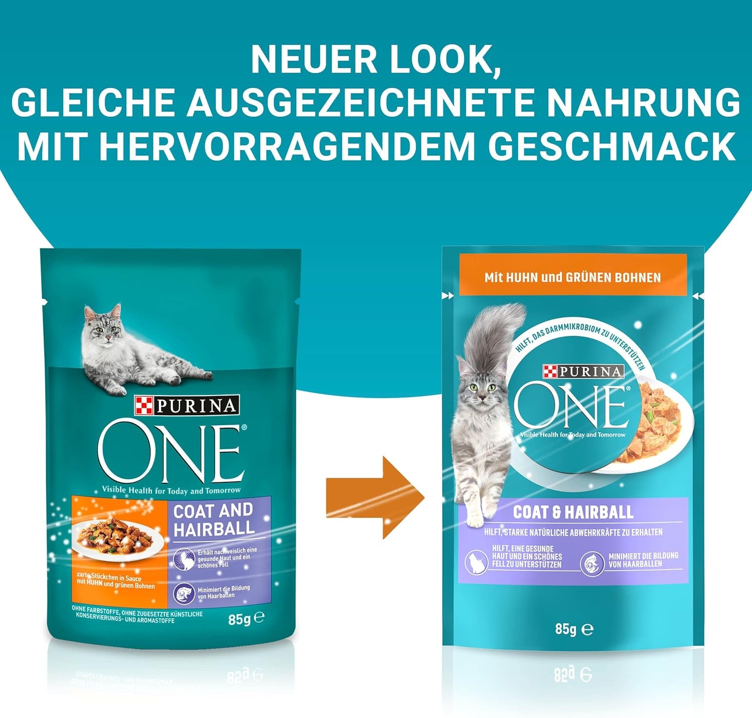 PURINA ONE Coat and Hairball Mokré krmivo pro kočky v omáčce s kuřecím masem, balení 26 ks (26 x 85 g)