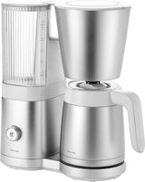 Espresso kávovar ZWILLING ENFINIGY s filtrem se skleněnou karafou o objemu 1,5 l, espresso kávovar s nerezovým bojlerem, funkcí kvetení a inteligentním odstraňováním vodního kamene, plast, stříbrná