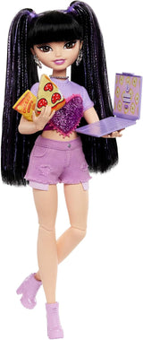 Panenka Barbie Dream Besties a doplňky, pohyblivá panenka Teresa Fashion s hnědými vlasy a sponkami do vlasů, motiv videohry 10 kusů, HYC23 Naty Shop Dolls Video a jídlo