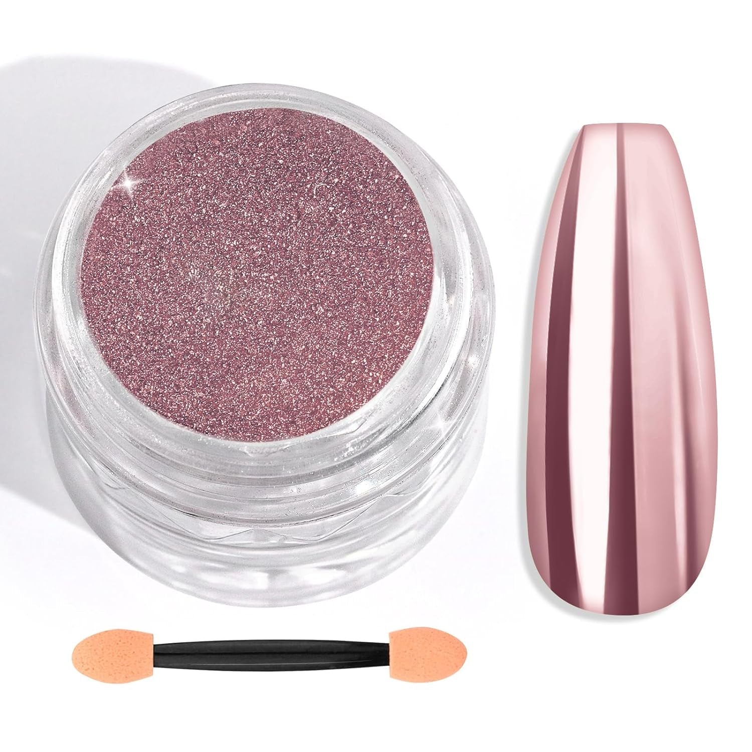 Saviland Chrome Powder Powder Set – růžový laserový chromový prášek na nehty se zrcadlovým efektem laserové zdobení nehtů, dekorativní pudr na manikúru se třpytkami s houbičkami, třpytivý prášek na nehty v nehtovém salonu