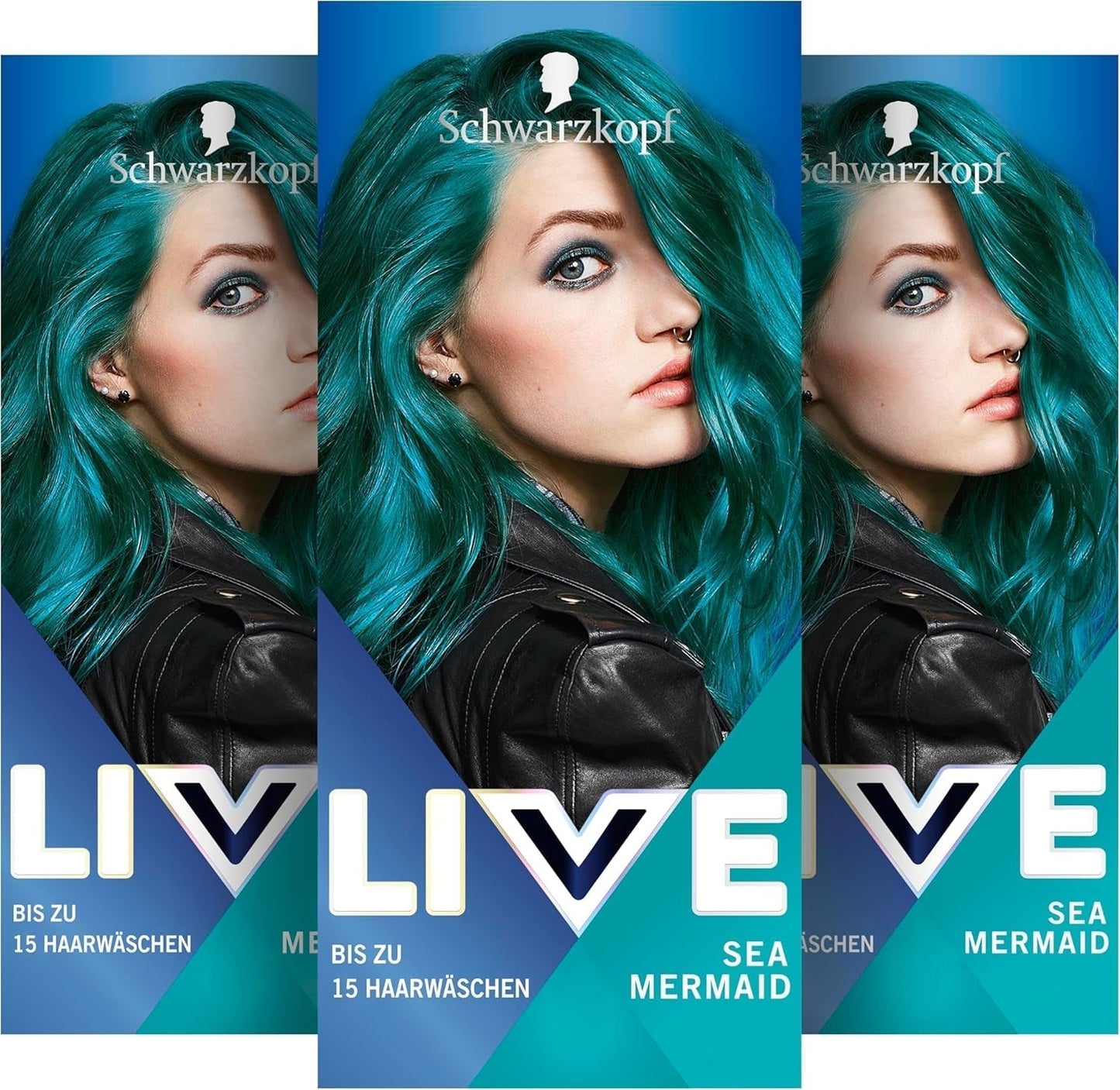 Schwarzkopf LIVE Ultra Brights Semi-Permanentní barva na vlasy 097 Mermaid (3 x 80 ml), barvení pro intenzivní výsledky nebo pastelové barvy, odolává 12-15 umytím, s pečujícím kondicionérem Barva na vlasy Naty Shop Výchozí název