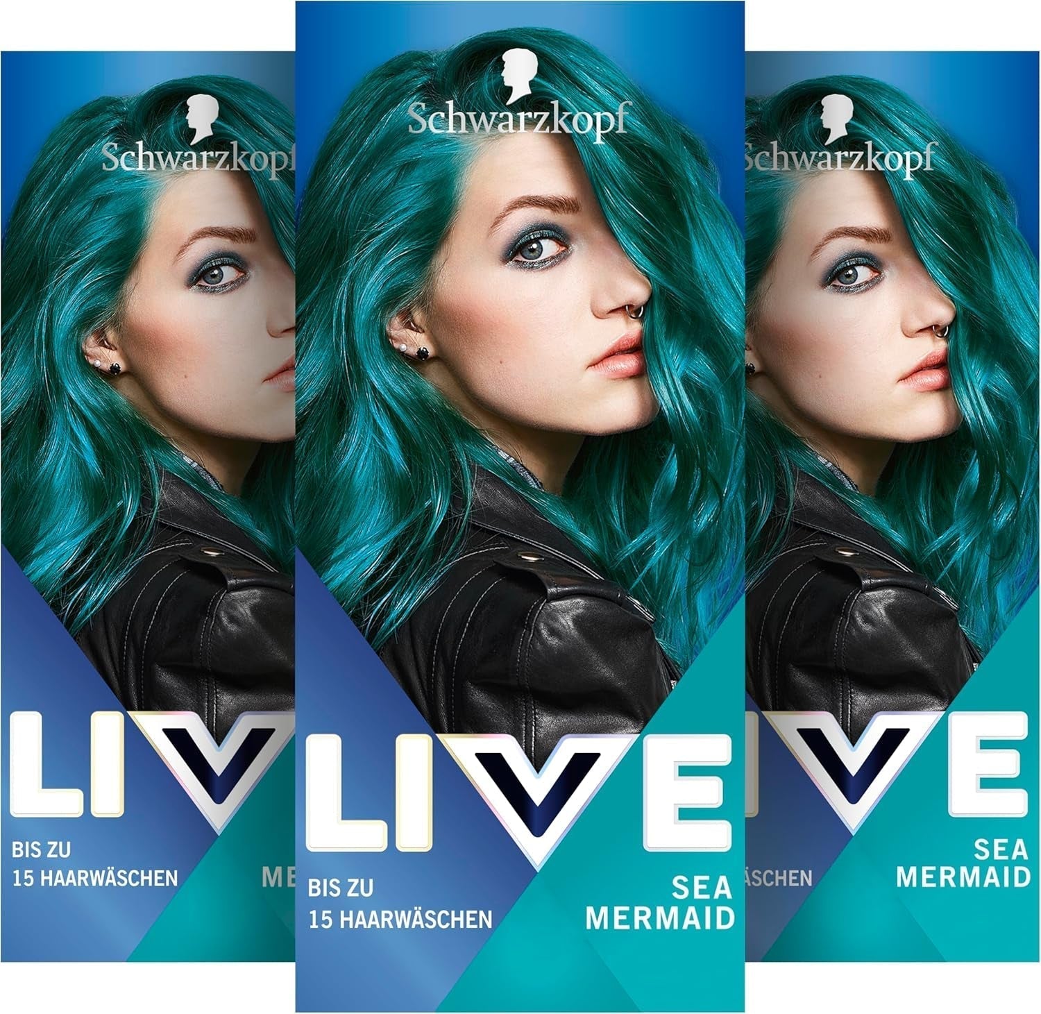 Schwarzkopf LIVE Ultra Brights Semi-Permanentní barva na vlasy 097 Mermaid (3 x 80 ml), barvení pro intenzivní výsledky nebo pastelové barvy, odolává 12-15 umytím, s pečujícím kondicionérem Barva na vlasy Naty Shop Výchozí název