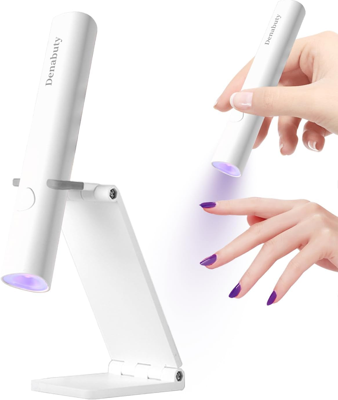 Denabuty UV lampa na gelové nehty, Mini U V LED lampa na výměnu nehtů se stojánkem Tragbare Malá UV lampa na nehty na gelové nehty, pro Aushärten Von Nagelkleber & Nail Tips bílá
