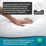 TEMPUR Comfort Air Medium polštář na spaní, Prodyšný polštář pro každou polohu spánku, OEKO-TEX MADE in GREEN, střední tvrdost, standardní polštáře Naty Shop 40 x 80 cm