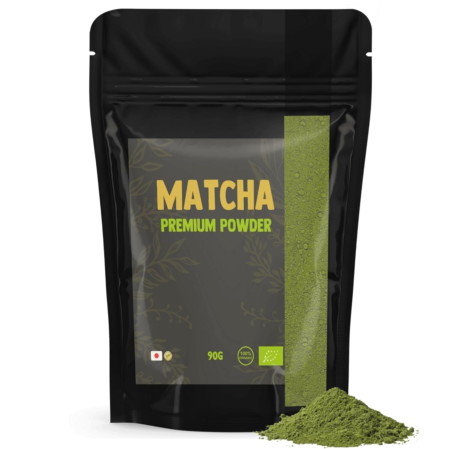 Cupplement Matcha 90 gramů bio - Nejkvalitnější práškový zelený čaj - Bez bambusové metly a drátu - Kuchařství - Sada pro začátečníky - Latte - Šlehačka - Japonsko - Prášek - Čaj - Drát - Sáček - Smoothie