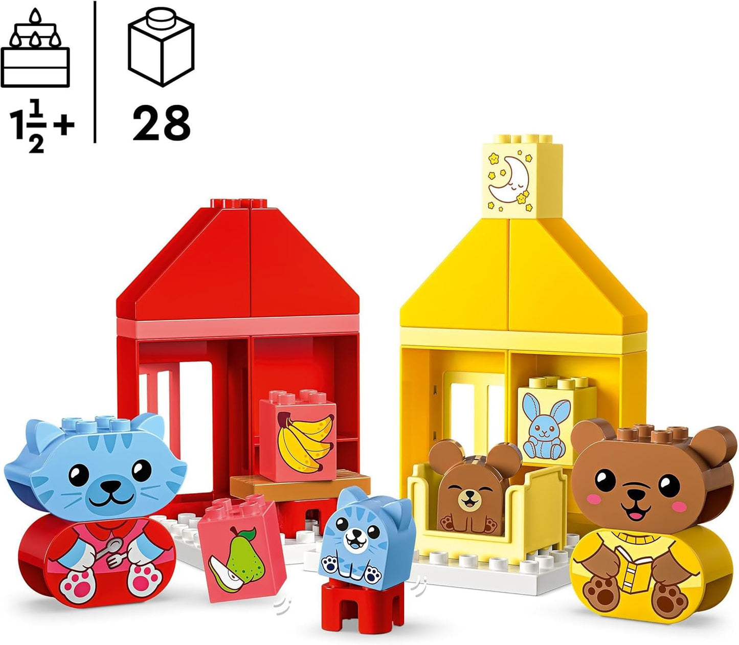 LEGO DUPLO Everyday Routines: Jídlo a spaní, výuková hračka pro batolata na podporu sociálního a emocionálního rozvoje, se 4 figurkami zvířat, dárek pro děti od 18 měsíců 10414 Stavebnice Besuche den LEGO-Store