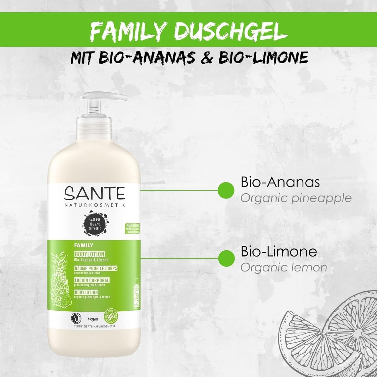 SANTE Natural Cosmetics Osvěžující sprchový gel s citrusovou vůní, 950 ml Sprcha a koupel Naty Shop
