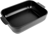 Peugeot Appolia Rechteckige Auflaufform Mit Griffen, Keramik, Schiefer / Grau, 7,2X31X21,7 Cm, Fassungsvermögen: Ca. 2 L, 60060 Formy a plechy na pečení Naty Shop Satinschwarz