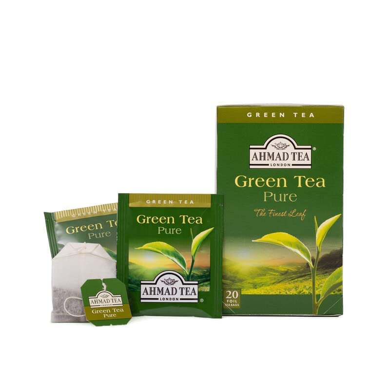 Ahmad Tea - Zelený čaj - Jednotlivě balené čajové sáčky s příchutí se 2 g čaje na porci - 20 páskovaných čajových sáčků (balení po 2)