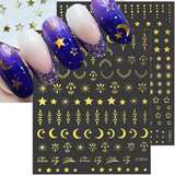 8 listů zlata Moon and Stars Nálepky na nehty Angel Wings Tan Gold Nálepky na nehty Hvězdy Fólie na nehty Samolepicí nálepky na nehty Příslušenství k nehtovému designu Nálepky na nehty