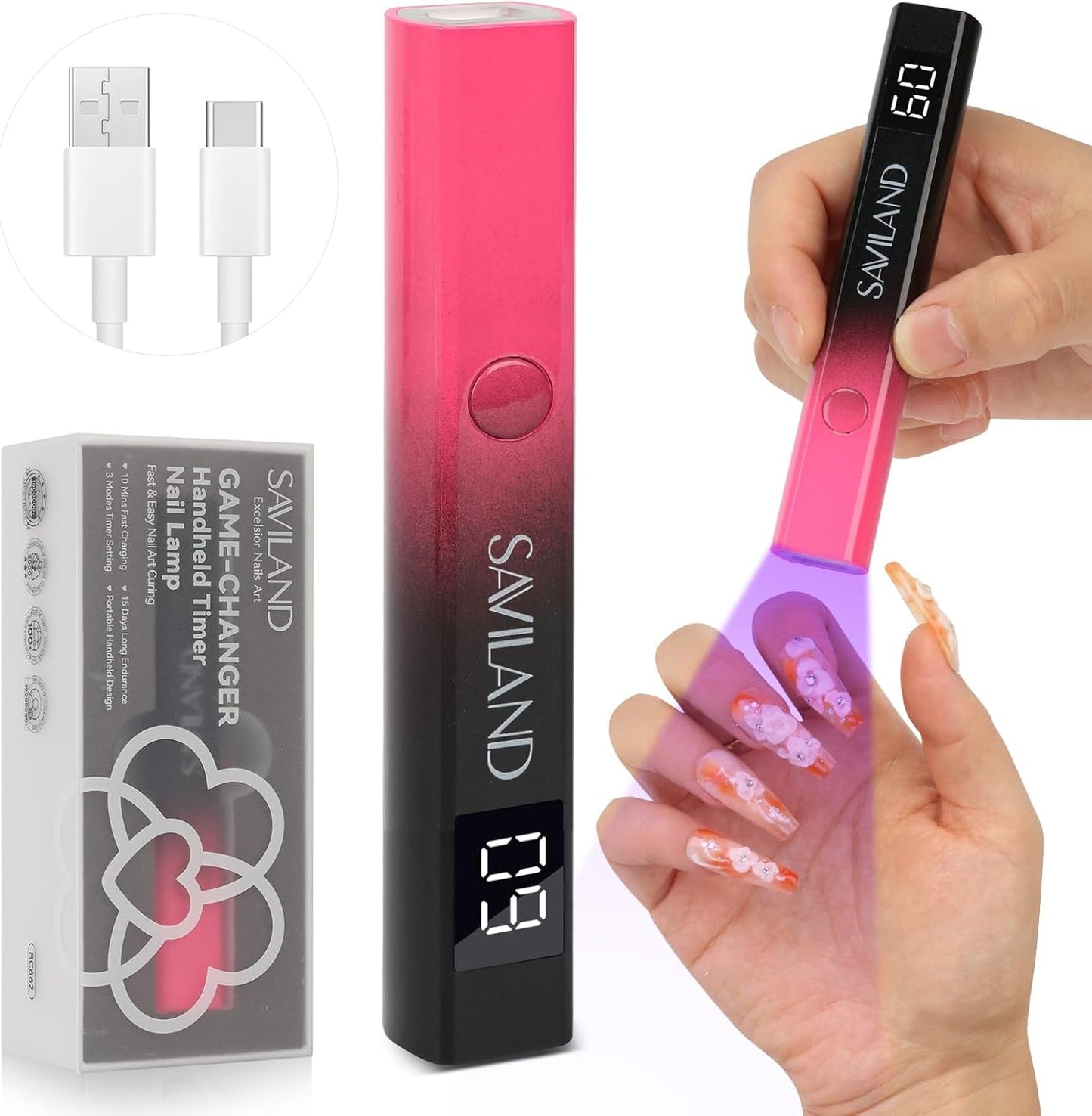 Saviland U V Lampe Für Gelnägel: Mini U V Lampe Für NägelSchützen Sie Die Haut Wiederaufladbar Klein LED Nagellack Trocknergerät Für Nagellack Aufbaugel Tipy na nehty Nagelkleber Geschenke Für Frauen