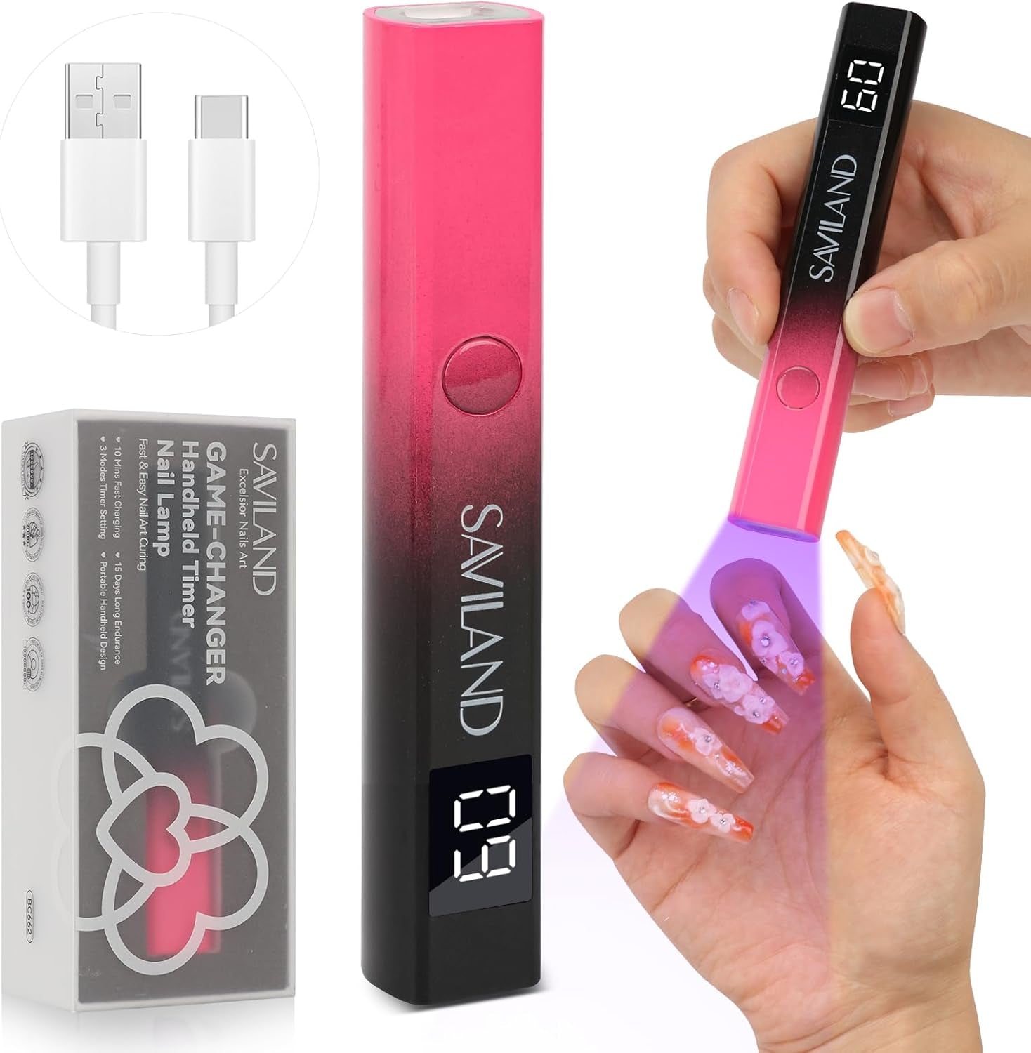 Saviland U V Lampe Für Gelnägel: Mini U V Lampe Für NägelSchützen Sie Die Haut Wiederaufladbar Klein LED Nagellack Trocknergerät Für Nagellack Aufbaugel Tipy na nehty Nagelkleber Geschenke Für Frauen