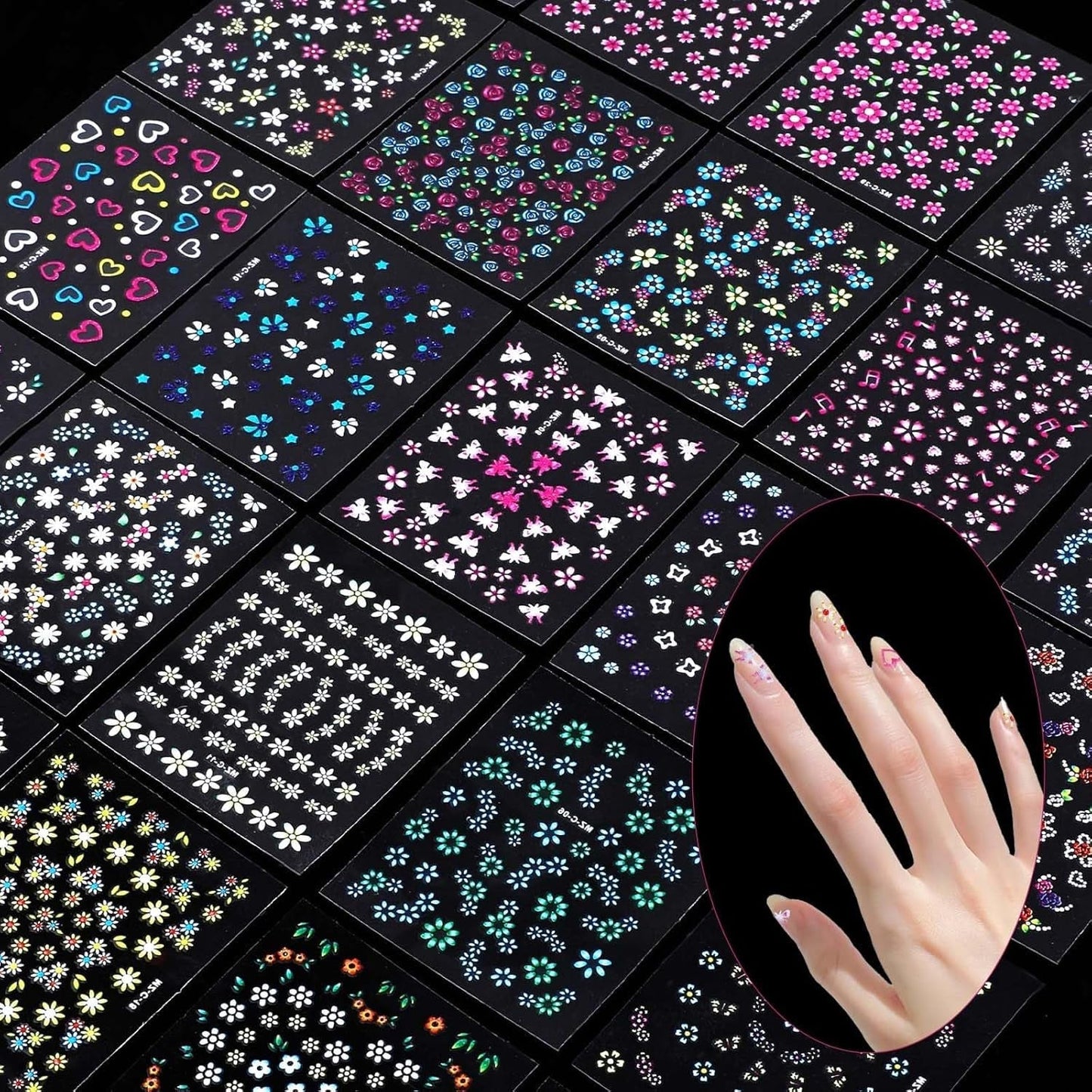 3D Nálepka na nehty 30 Blatt Nálepka na nehty Selbtklebend Blumen Blumenherzform Nálepka na nehty Nageldesign Nageldesign Zubehör Nagelaufkleber Für DIY Dekorationen, Maniküre, Handyhüllen